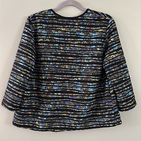 CLARA SUNWOO Abstract Open Front Bolero Textured Jacket Multicolor 3/4 Sleeve - Picture 6 of 9